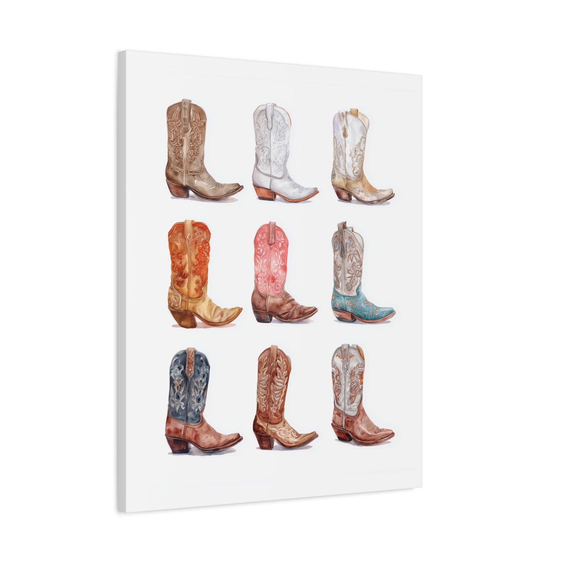 Cowgirl Boots Watercolor Canvas - Cowgirl Home & Ranch