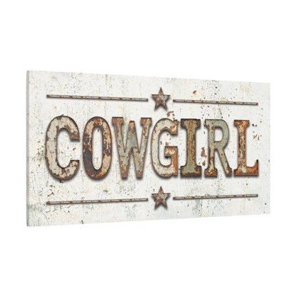 Cowgirl Rusted Metal Canvas Art - Cowgirl Home & Ranch