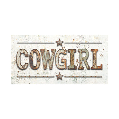 Cowgirl Rusted Metal Canvas Art - Cowgirl Home & Ranch