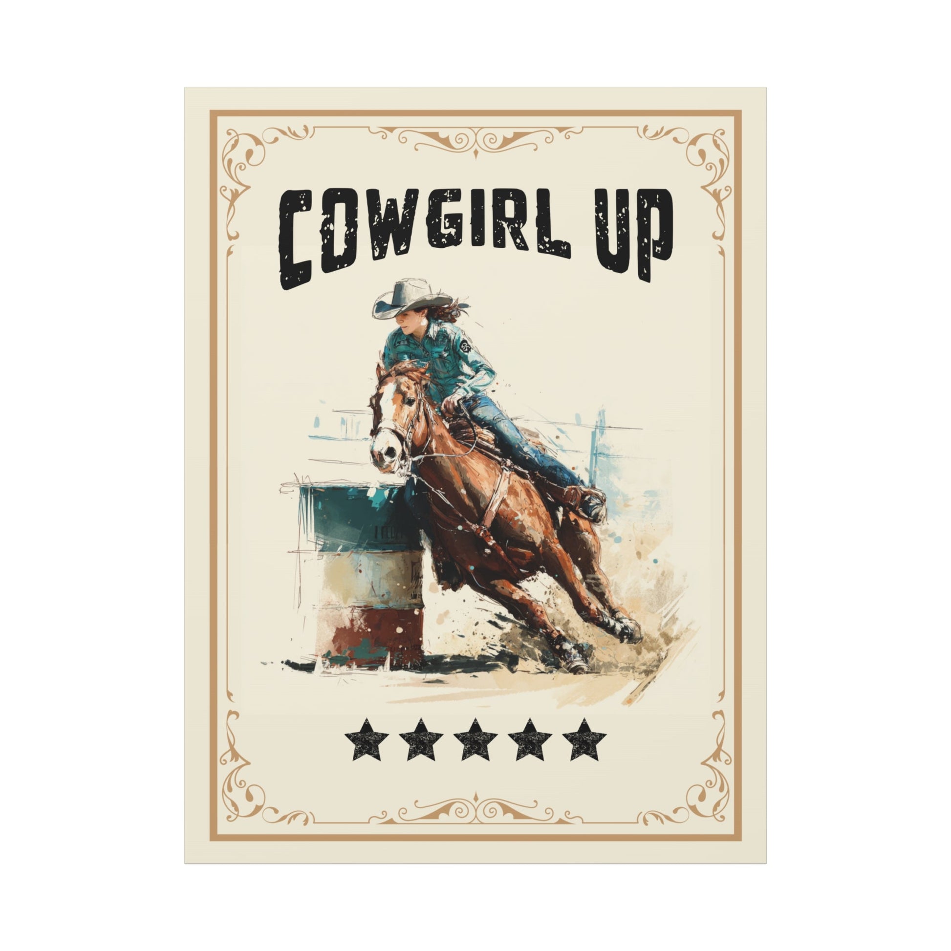Cowgirl Up Vintage Western Canvas - Cowgirl Home & Ranch