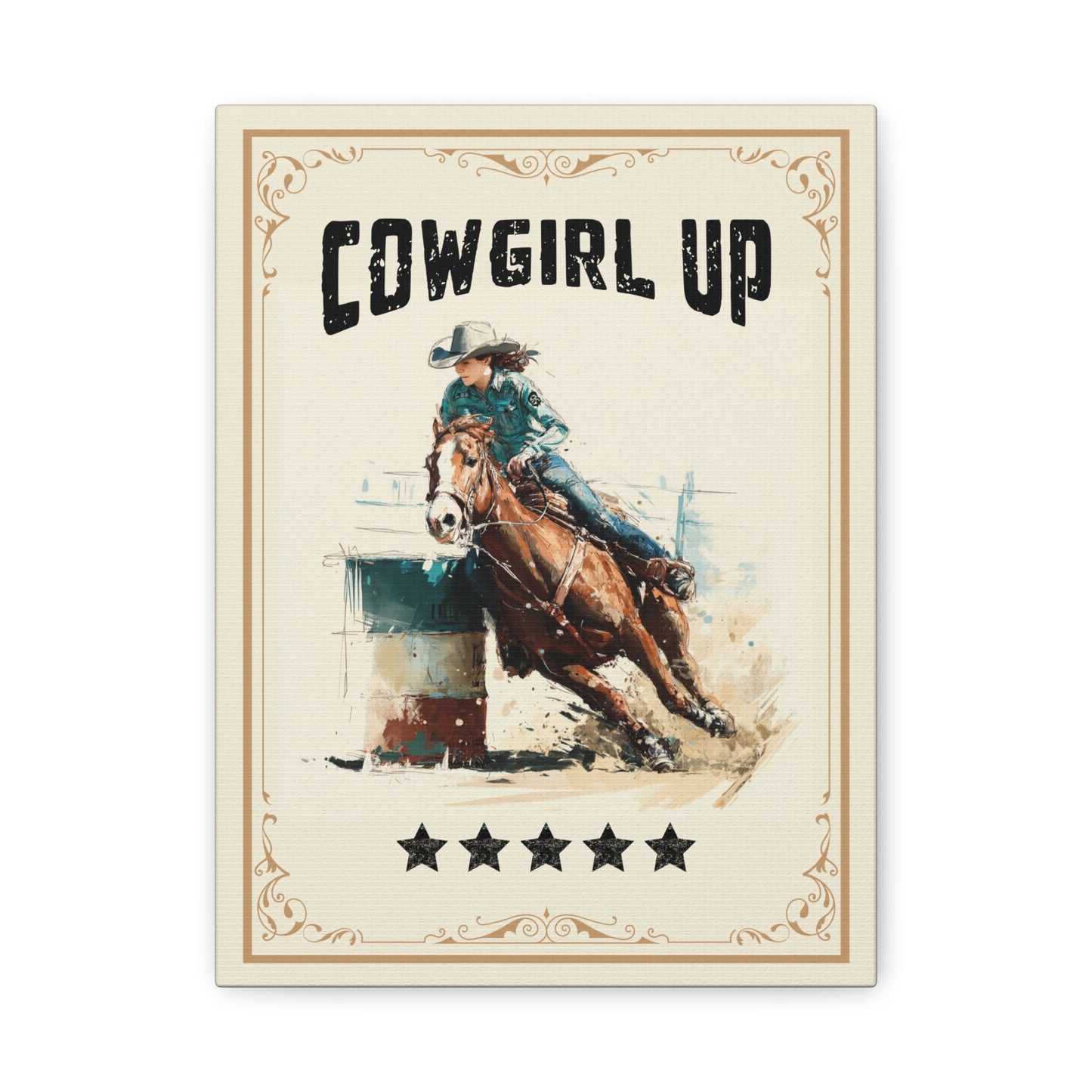Cowgirl Up Vintage Western Canvas - Cowgirl Home & Ranch