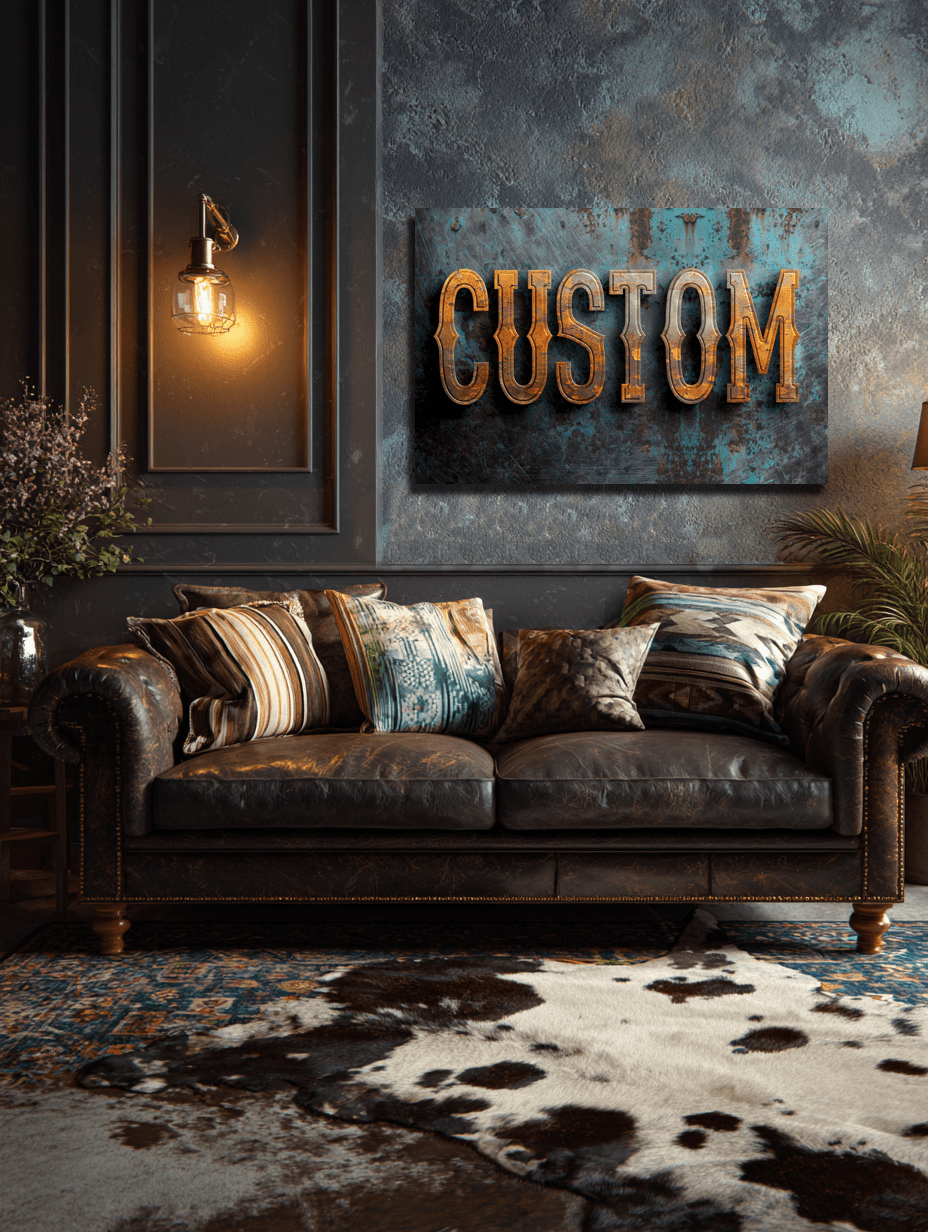 Custom Rusted Metalwork Canvas - Cowgirl Home & Ranch