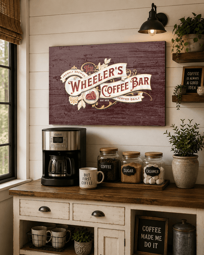 Custom Rustic Coffee Bar Canvas - Cowgirl Home & Ranch