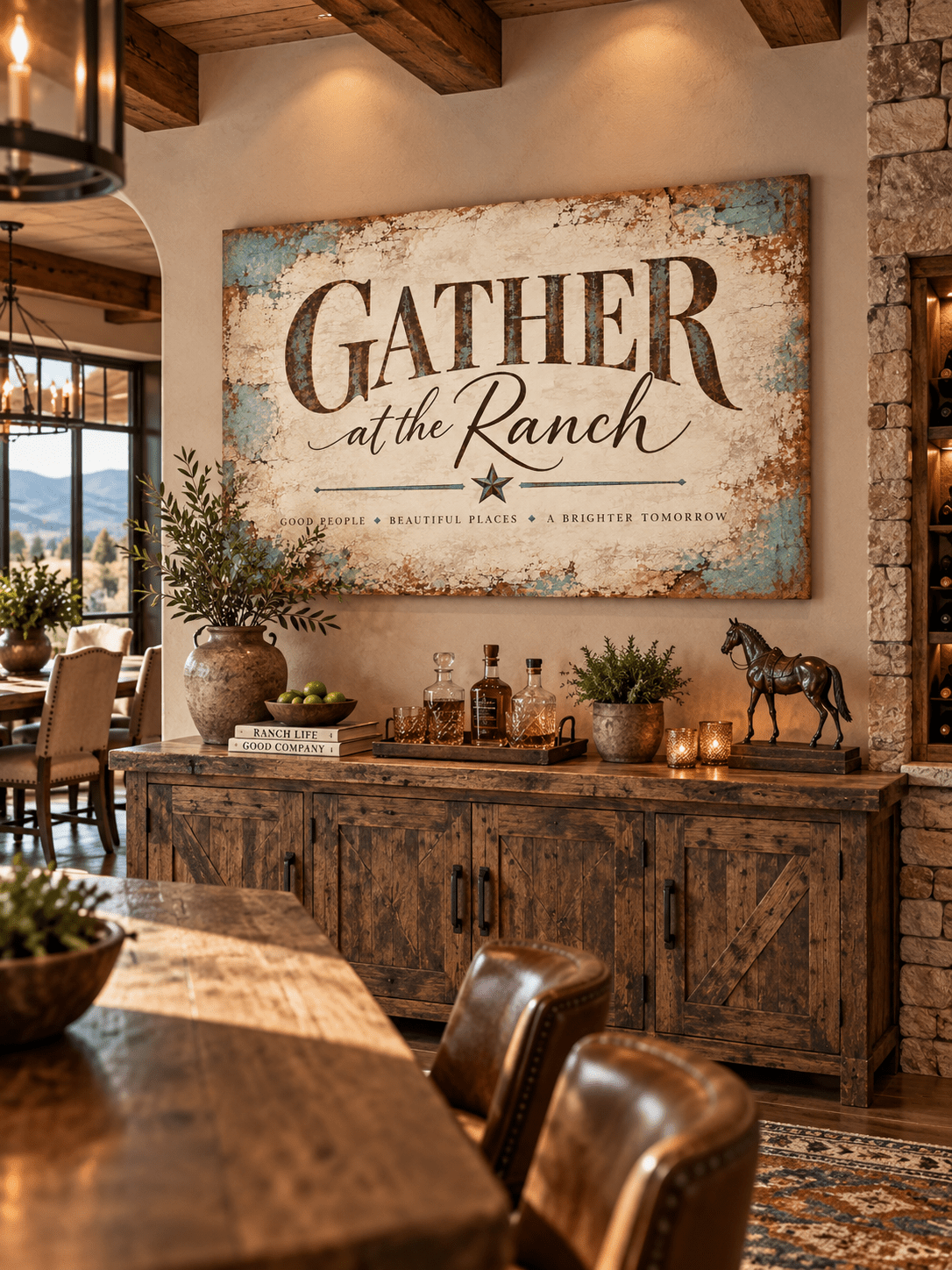Gather at the Ranch — Western Canvas Wall Art - Cowgirl Home & Ranch
