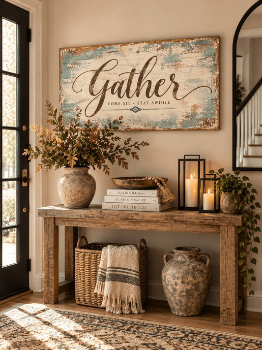 Gather — Come Sit, Stay Awhile Canvas Wall Art - Cowgirl Home & Ranch