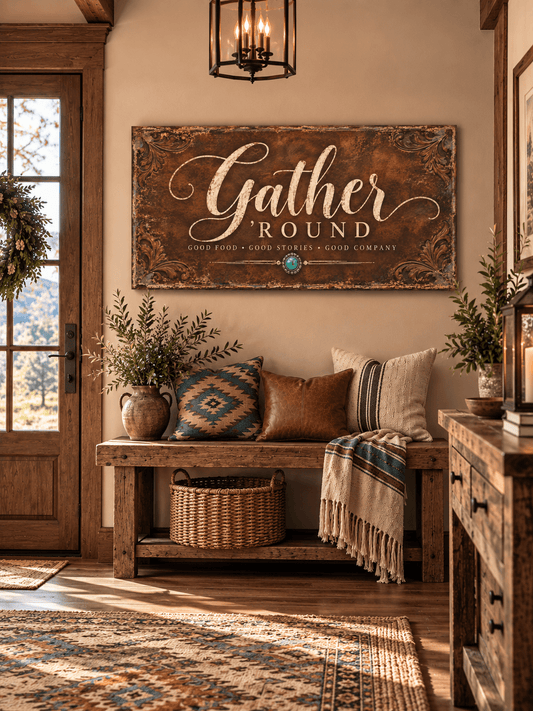 Gather 'Round — Western Canvas Wall Art - Cowgirl Home & Ranch
