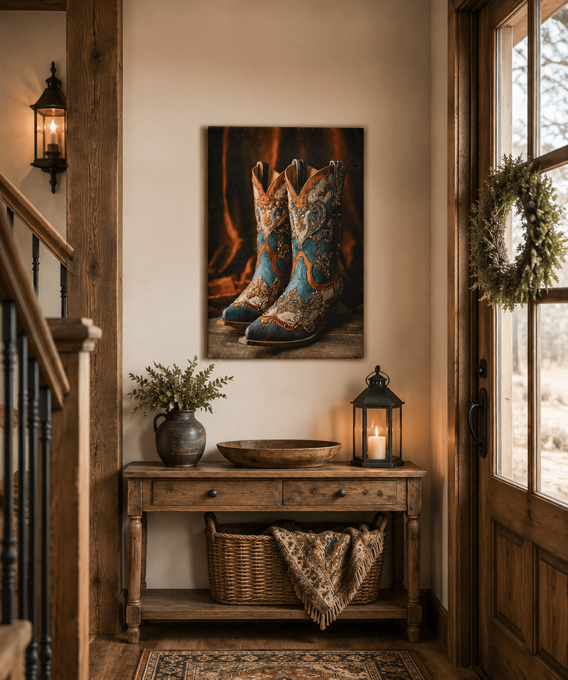 Gilded Heart Cowgirl Boots — Western Canvas Wall Art | Western Bedroom Decor - Cowgirl Home & Ranch