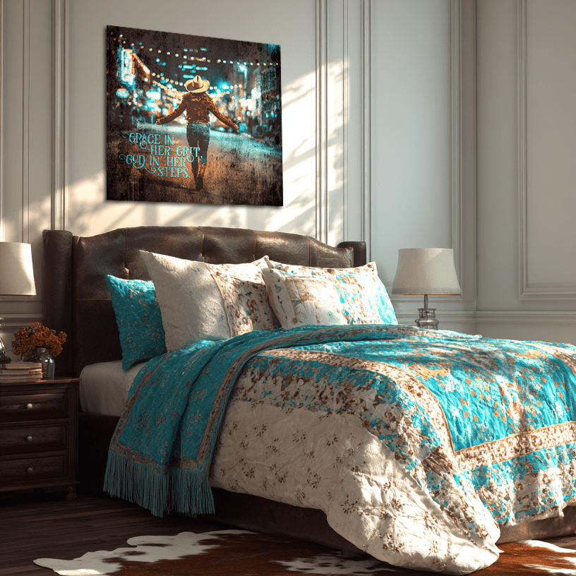 Grace in her Grit, God in Her Steps Canvas - Cowgirl Home & Ranch