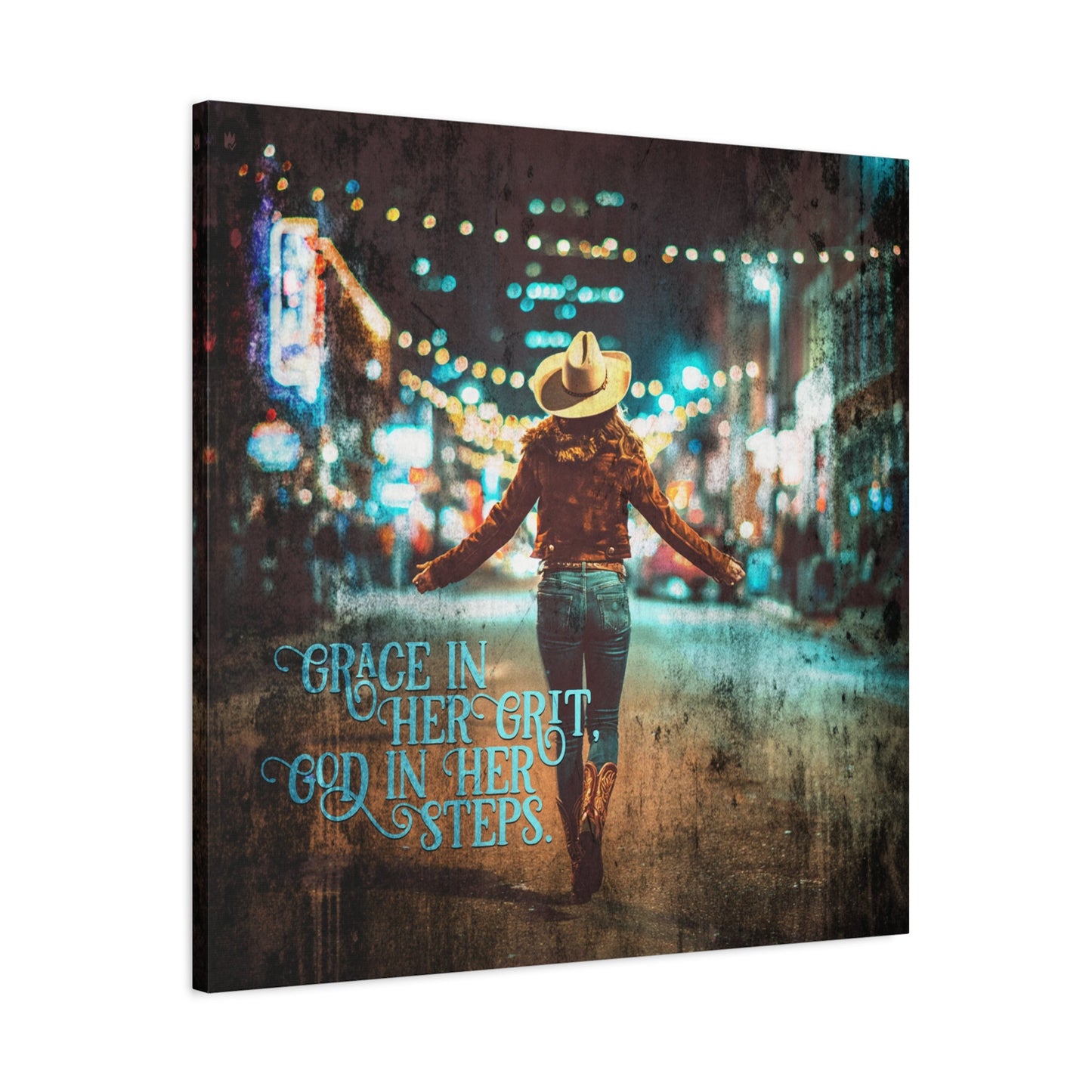 Grace in her Grit, God in Her Steps Canvas - Cowgirl Home & Ranch