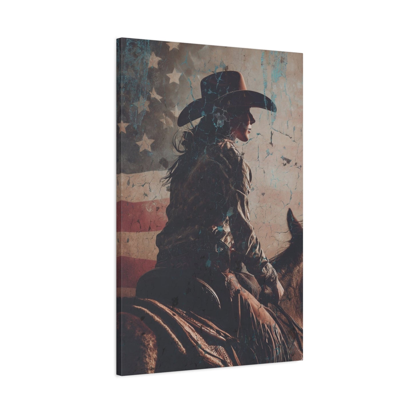 Heritage Rider canvas — angled view showing weathered texture and moody tones