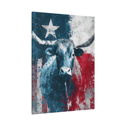 Liberty Longhorn canvas — angled view showing high-contrast palette and dynamic composition