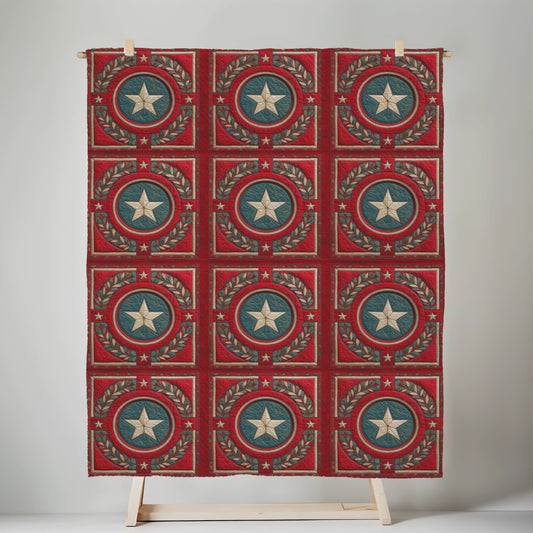 Lone Star Christmas Quilted Blanket - Cowgirl Home & Ranch