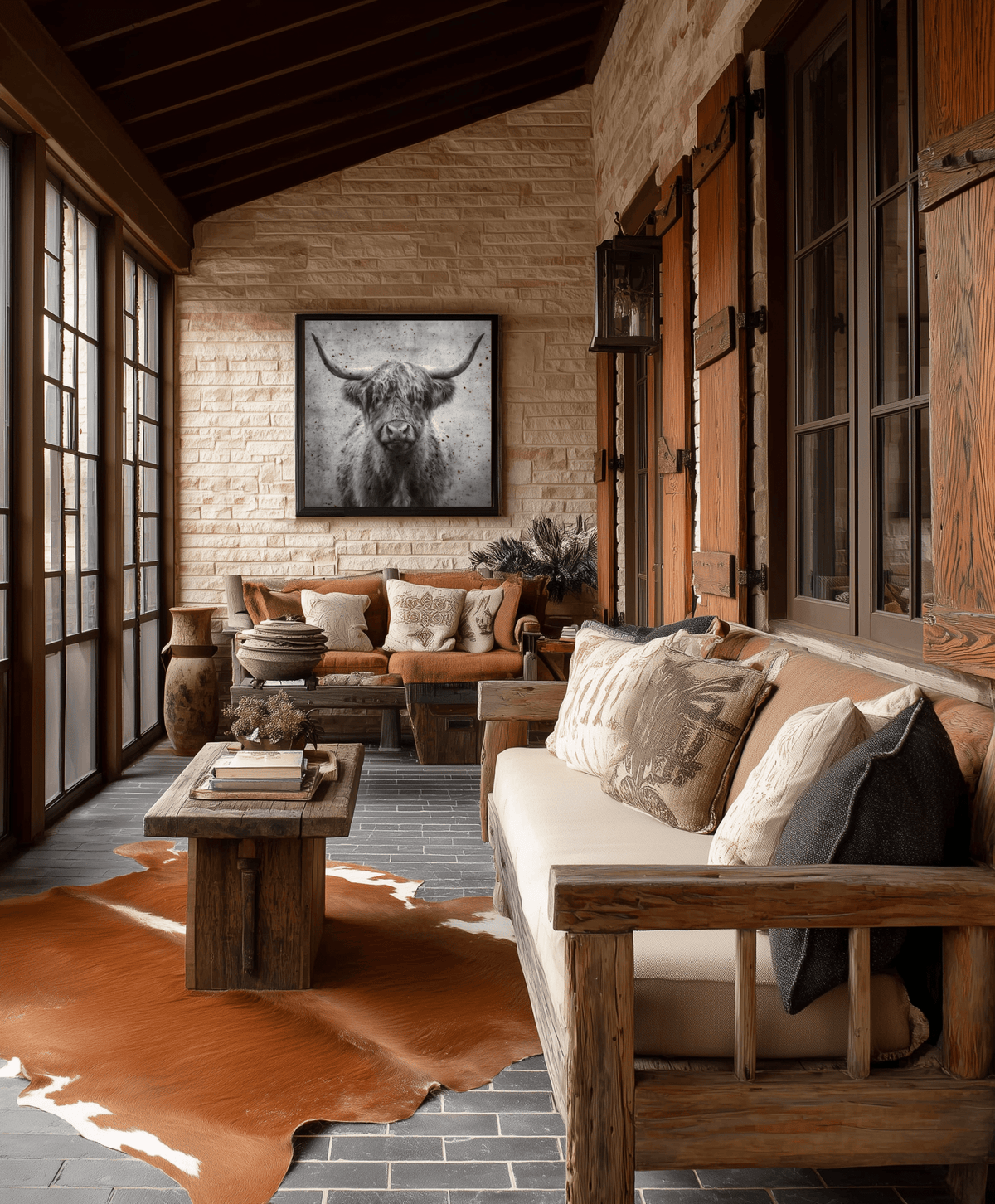 Longhorn Portrait Vintage Western Canvas - Cowgirl Home & Ranch