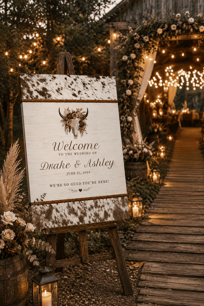 Longhorn Welcome to the Wedding of Personalized Wedding Canvas - Cowgirl Home & Ranch