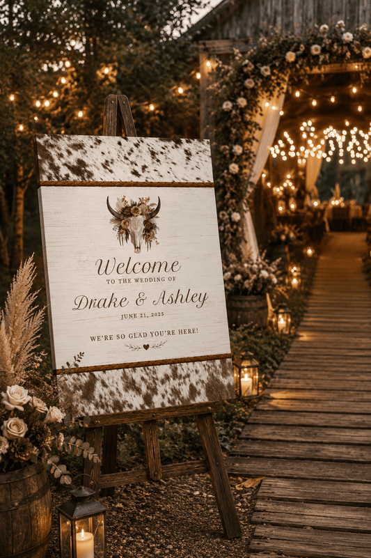Longhorn Welcome to the Wedding of Personalized Wedding Canvas - Cowgirl Home & Ranch