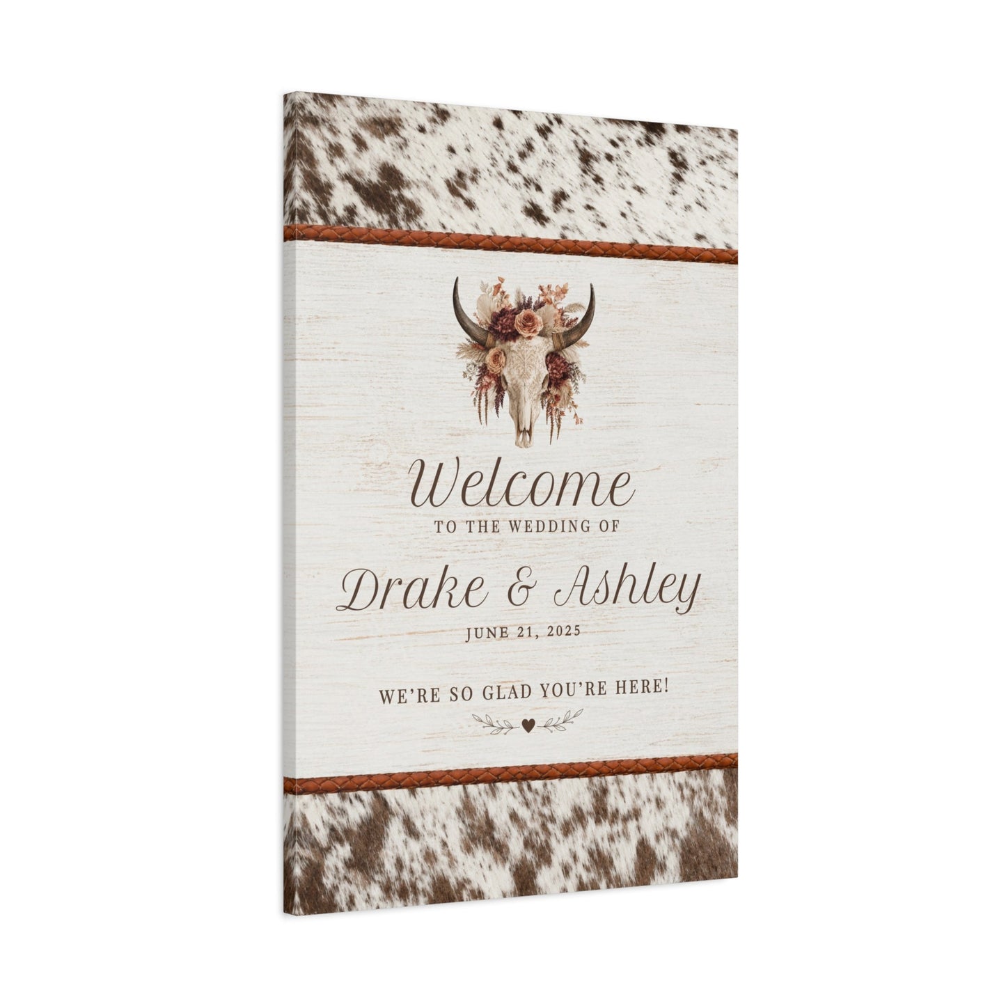 Longhorn Welcome to the Wedding of Personalized Wedding Canvas - Cowgirl Home & Ranch