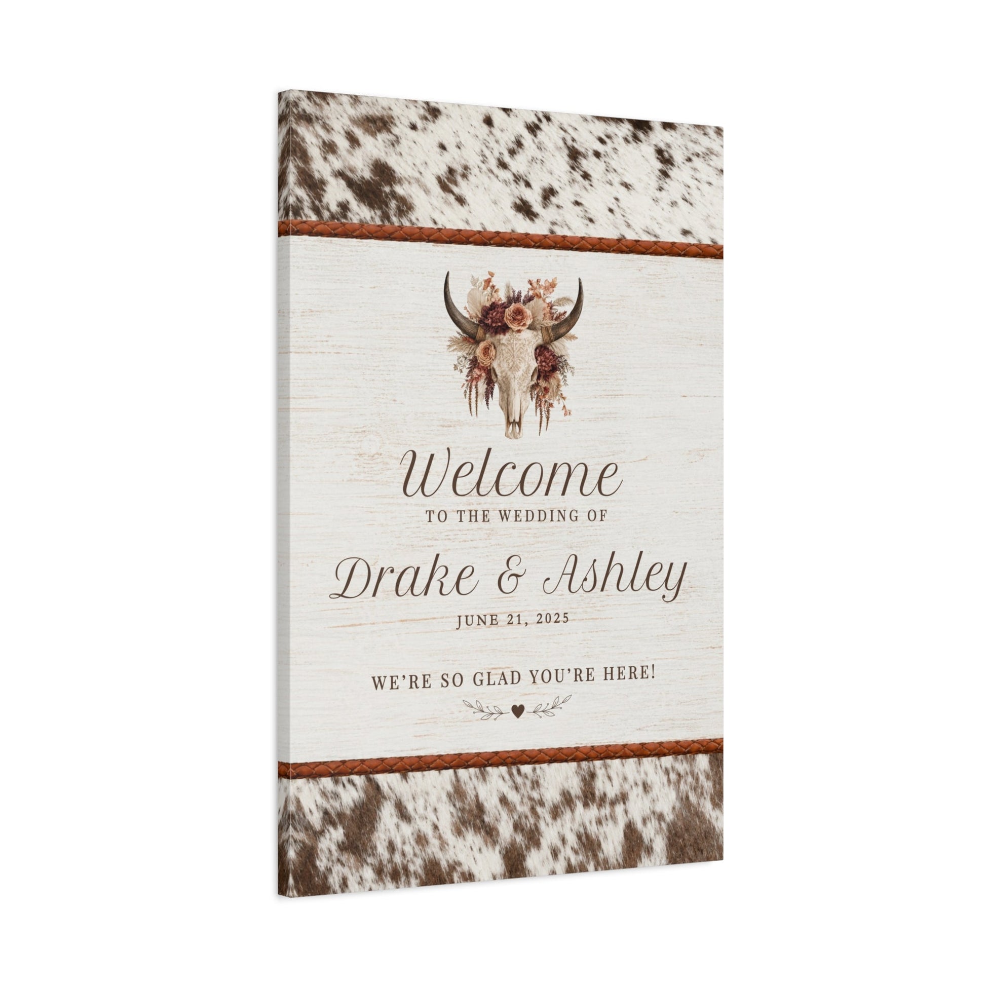 Longhorn Welcome to the Wedding of Personalized Wedding Canvas - Cowgirl Home & Ranch