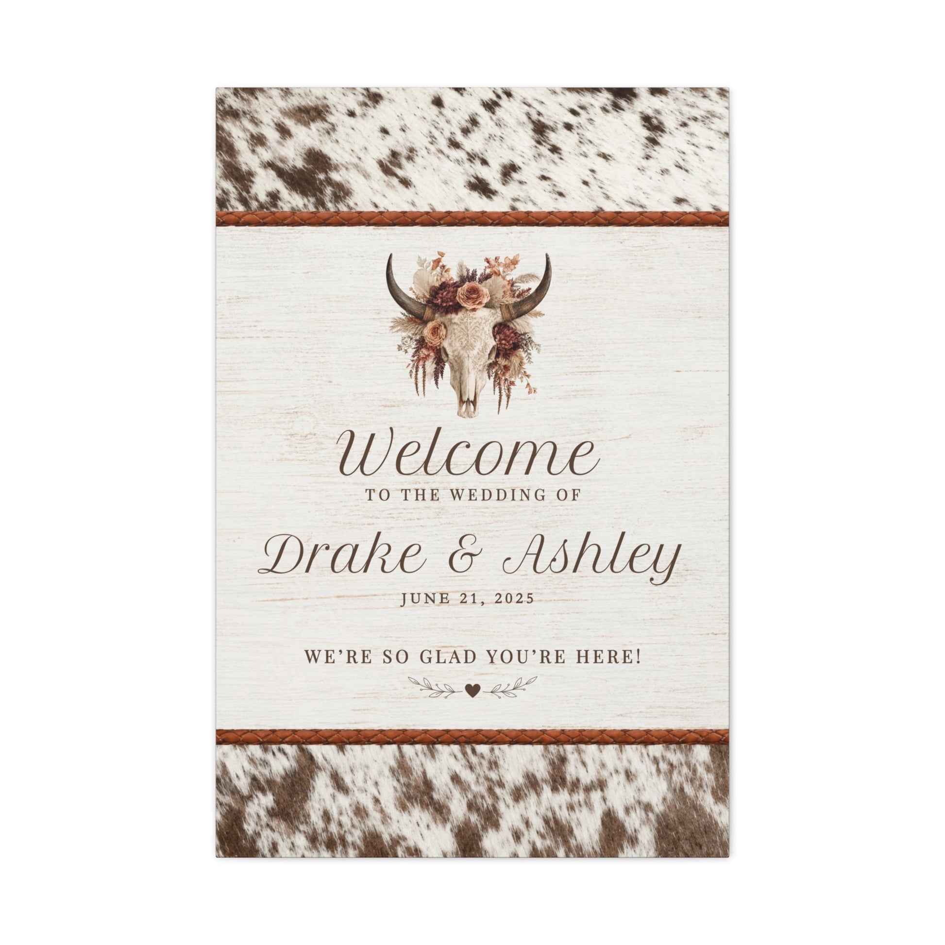 Longhorn Welcome to the Wedding of Personalized Wedding Canvas - Cowgirl Home & Ranch