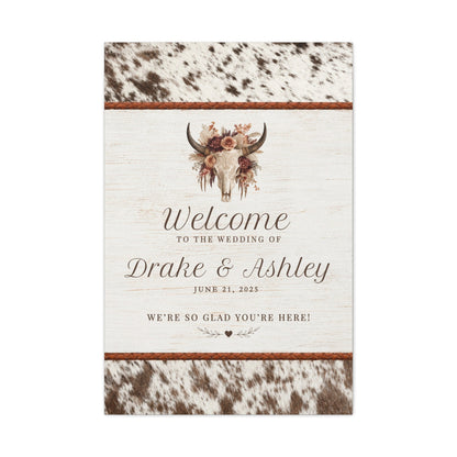 Longhorn Welcome to the Wedding of Personalized Wedding Canvas - Cowgirl Home & Ranch