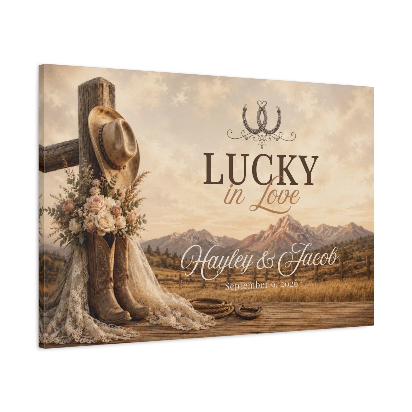 Lucky in Love Personalized Wedding Canvas - Cowgirl Home & Ranch