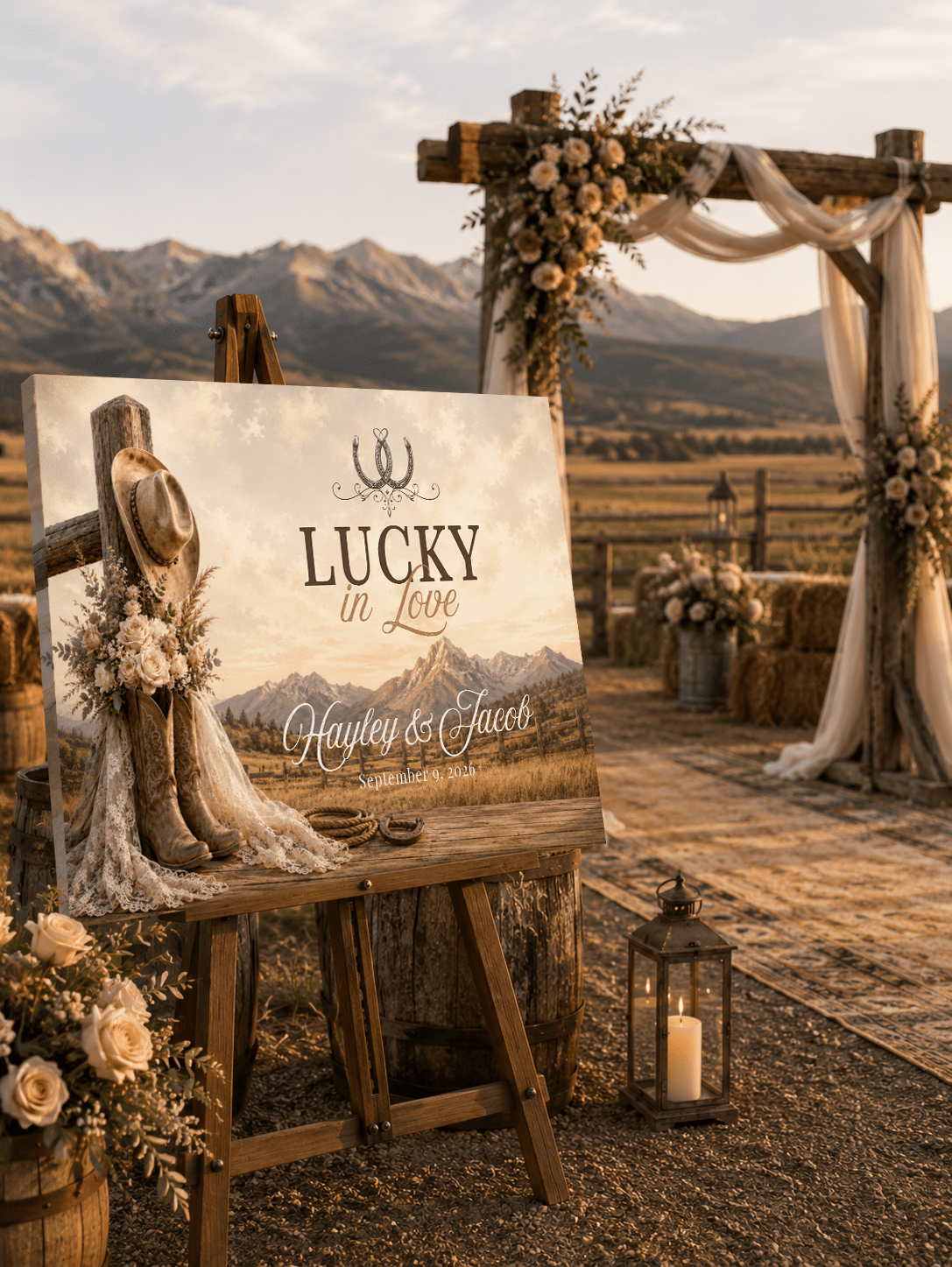 Lucky in Love Personalized Wedding Canvas - Cowgirl Home & Ranch