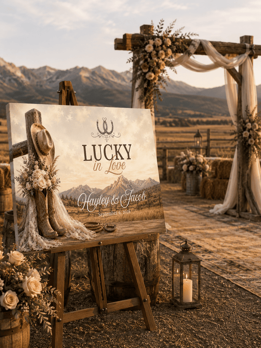 Lucky in Love Personalized Wedding Canvas - Cowgirl Home & Ranch