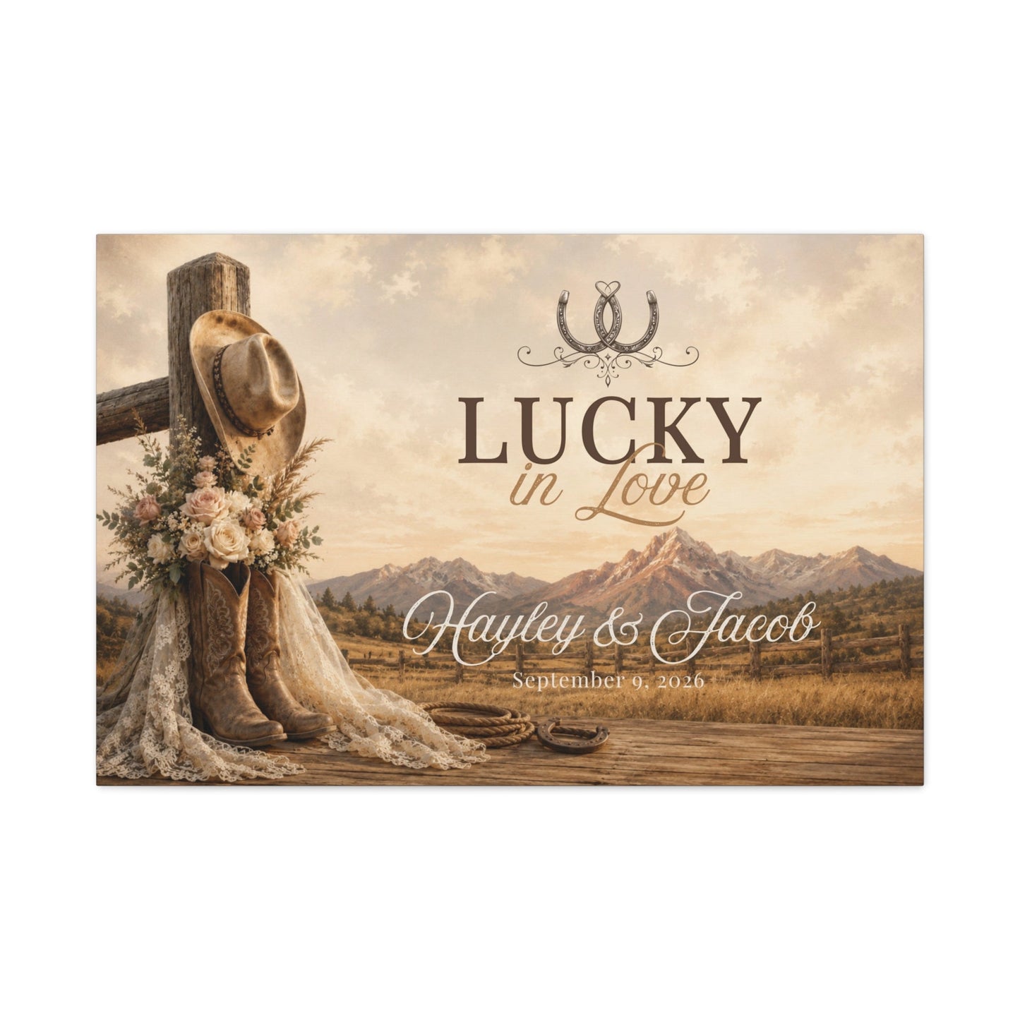 Lucky in Love Personalized Wedding Canvas - Cowgirl Home & Ranch