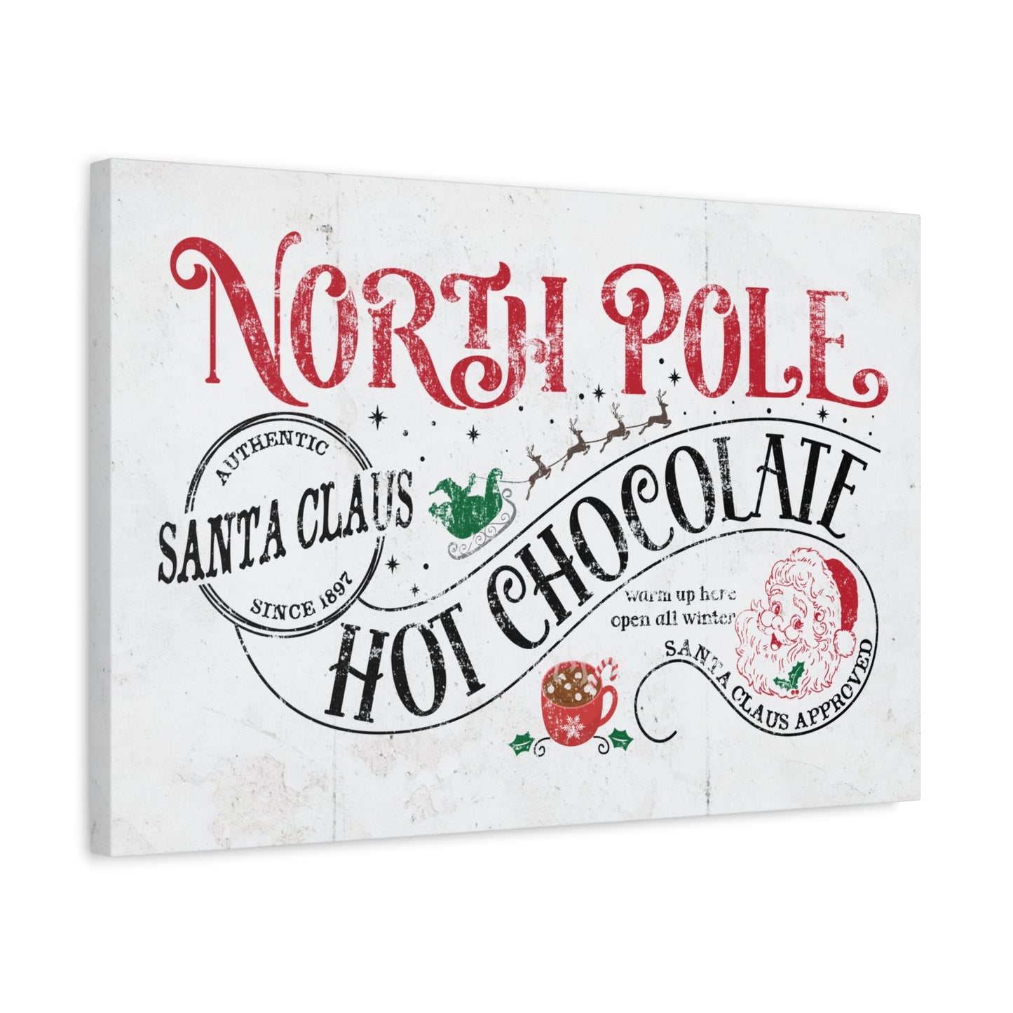 North Pole Hot Chocolate Vintage Christmas Canvas - Cowgirl Home & Ranch