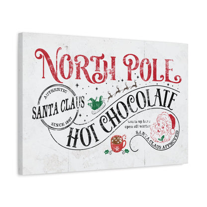 North Pole Hot Chocolate Vintage Christmas Canvas - Cowgirl Home & Ranch