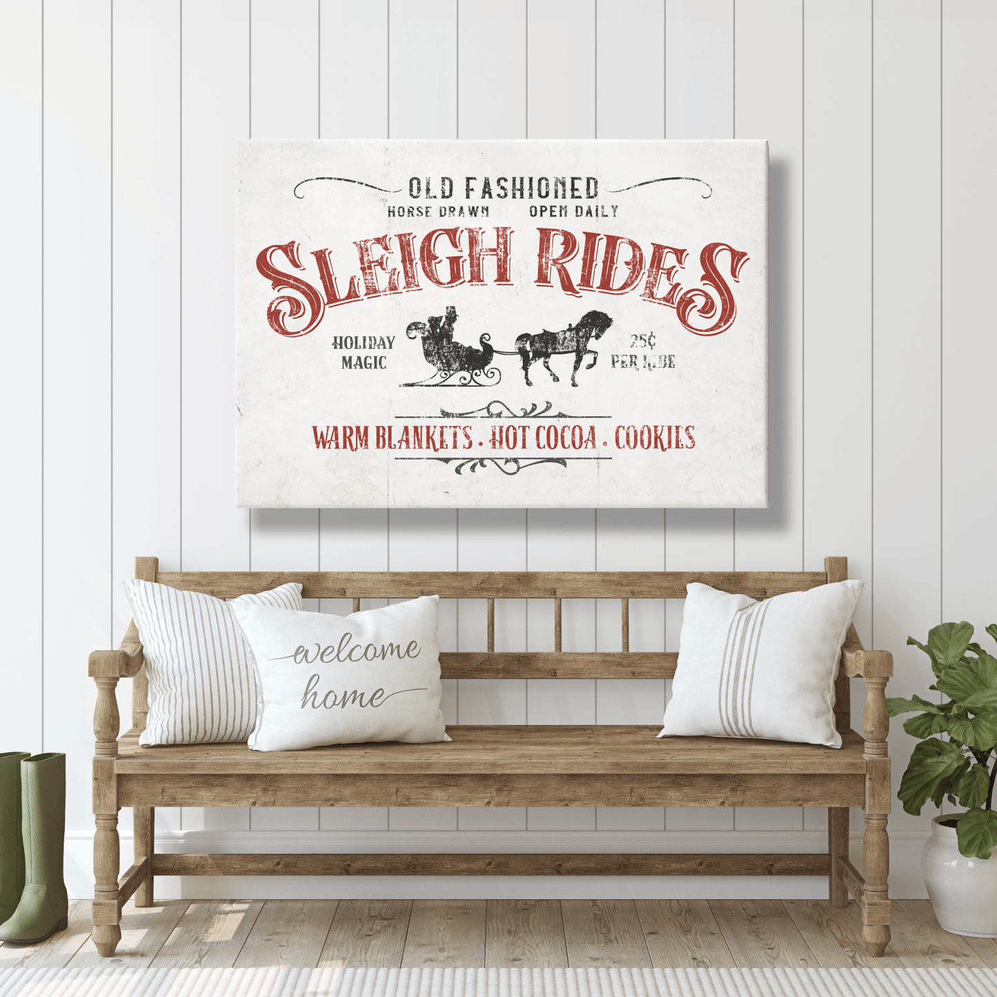 Old - Fashioned Sleigh Rides Vintage Christmas Canvas - Cowgirl Home & Ranch