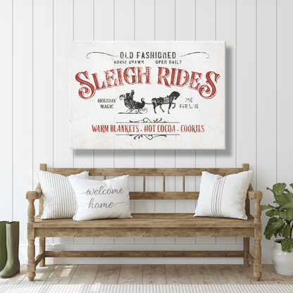 Old - Fashioned Sleigh Rides Vintage Christmas Canvas - Cowgirl Home & Ranch