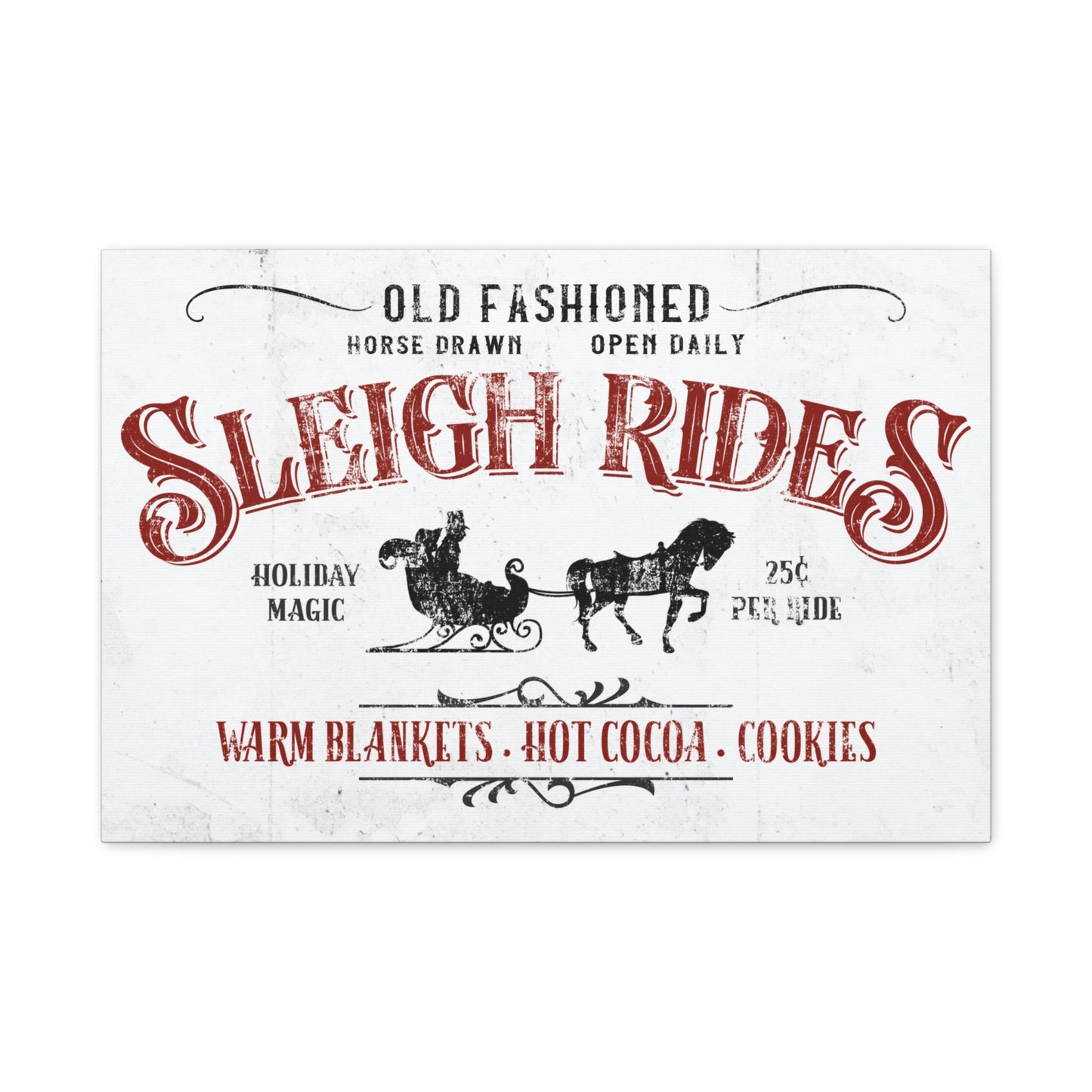 Old - Fashioned Sleigh Rides Vintage Christmas Canvas - Cowgirl Home & Ranch