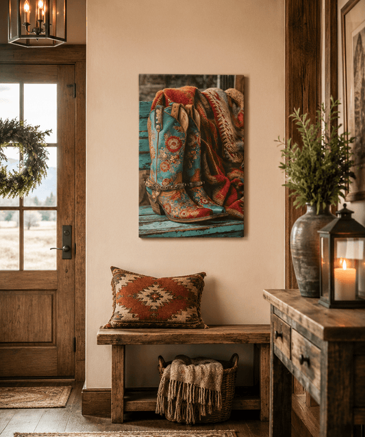 Prairie Bloom Cowgirl Boots — Western Canvas Wall Art | Floral Boot Decor - Cowgirl Home & Ranch