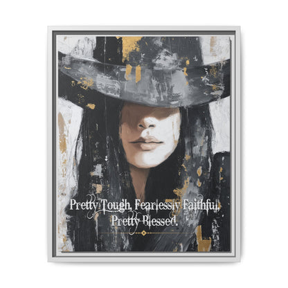 Pretty Tough, Fearlessly Faithful, Pretty Blessed Canvas Art, Framed - Cowgirl Home & Ranch