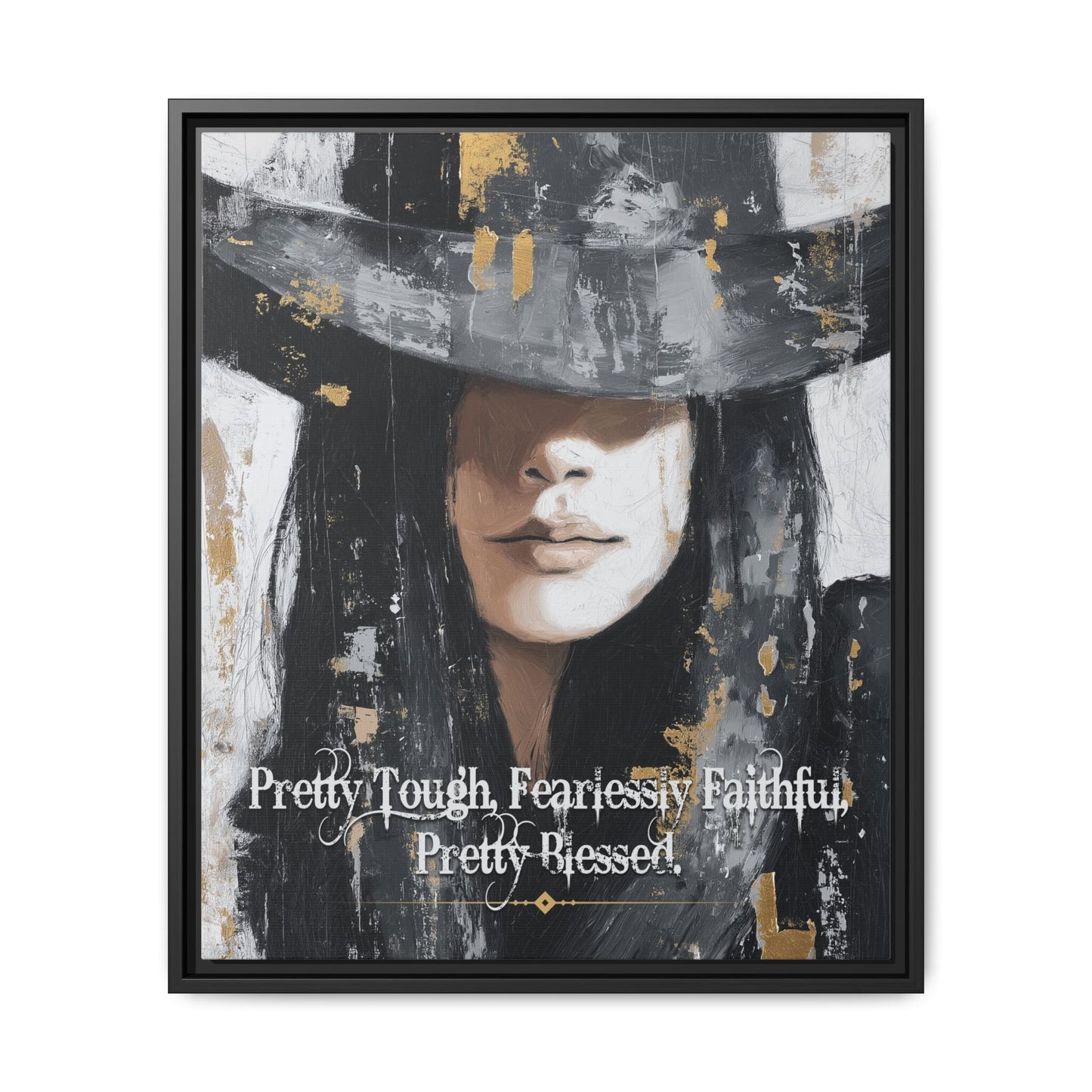 Pretty Tough, Fearlessly Faithful, Pretty Blessed Canvas Art, Framed - Cowgirl Home & Ranch