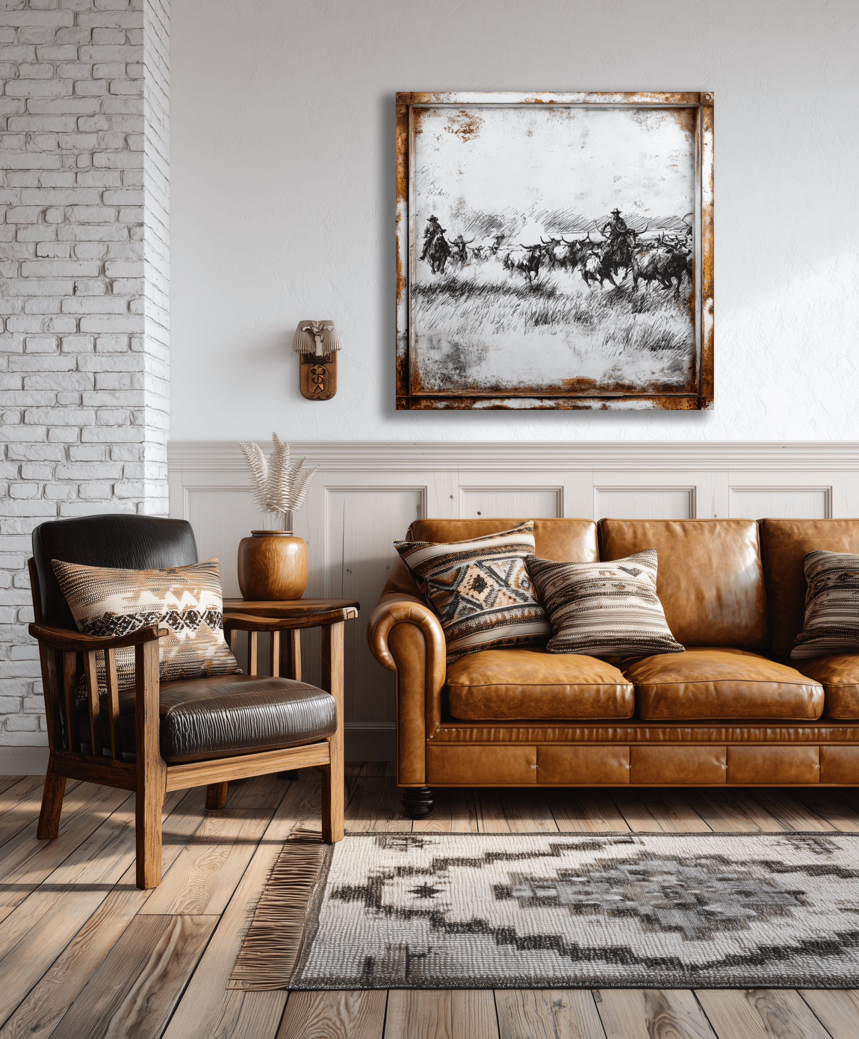 Ranchers Pen & Ink – Western Canvas Wall Art | Black & White Cowboy Art ...