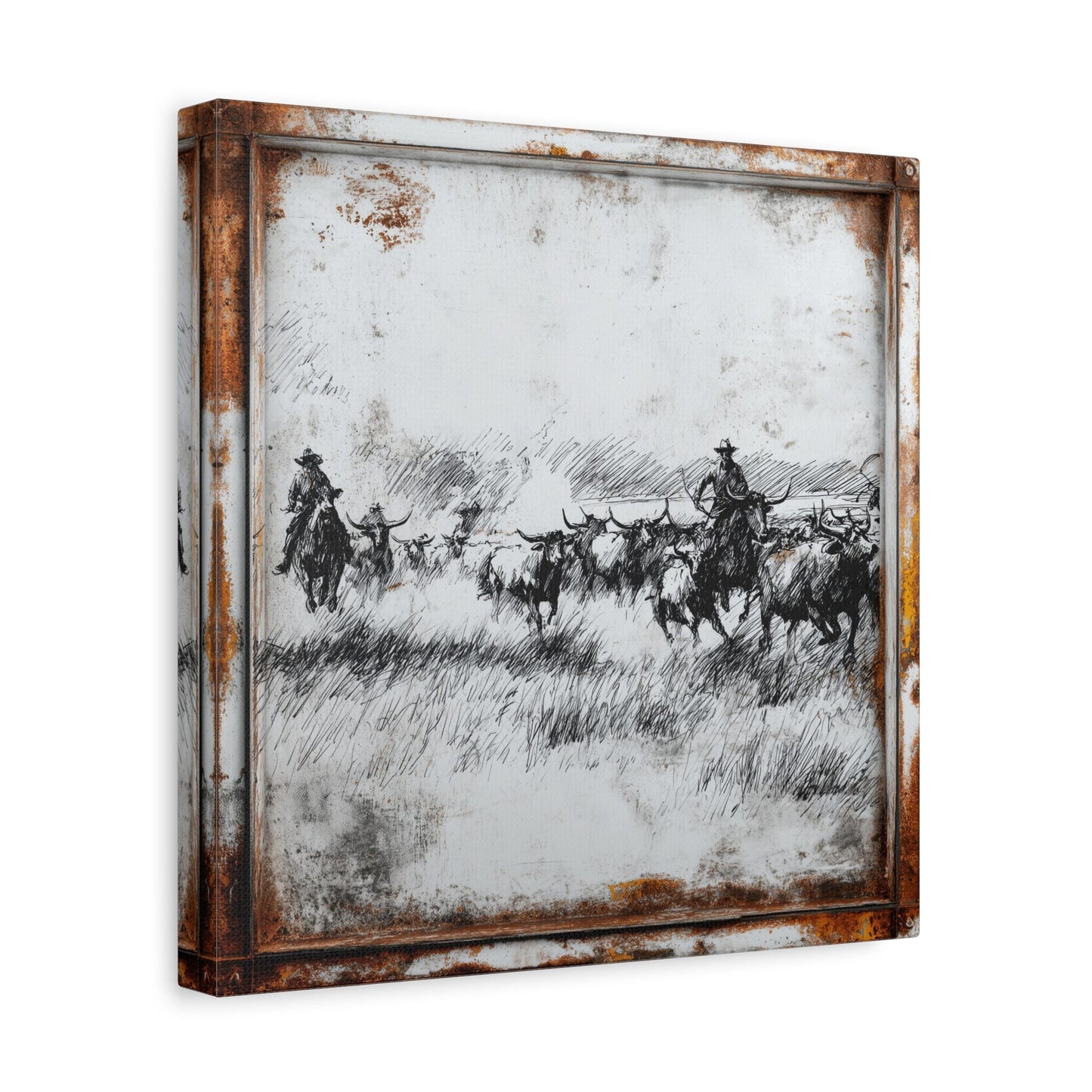 Ranchers Pen and Ink Vintage Western Canvas - Cowgirl Home & Ranch