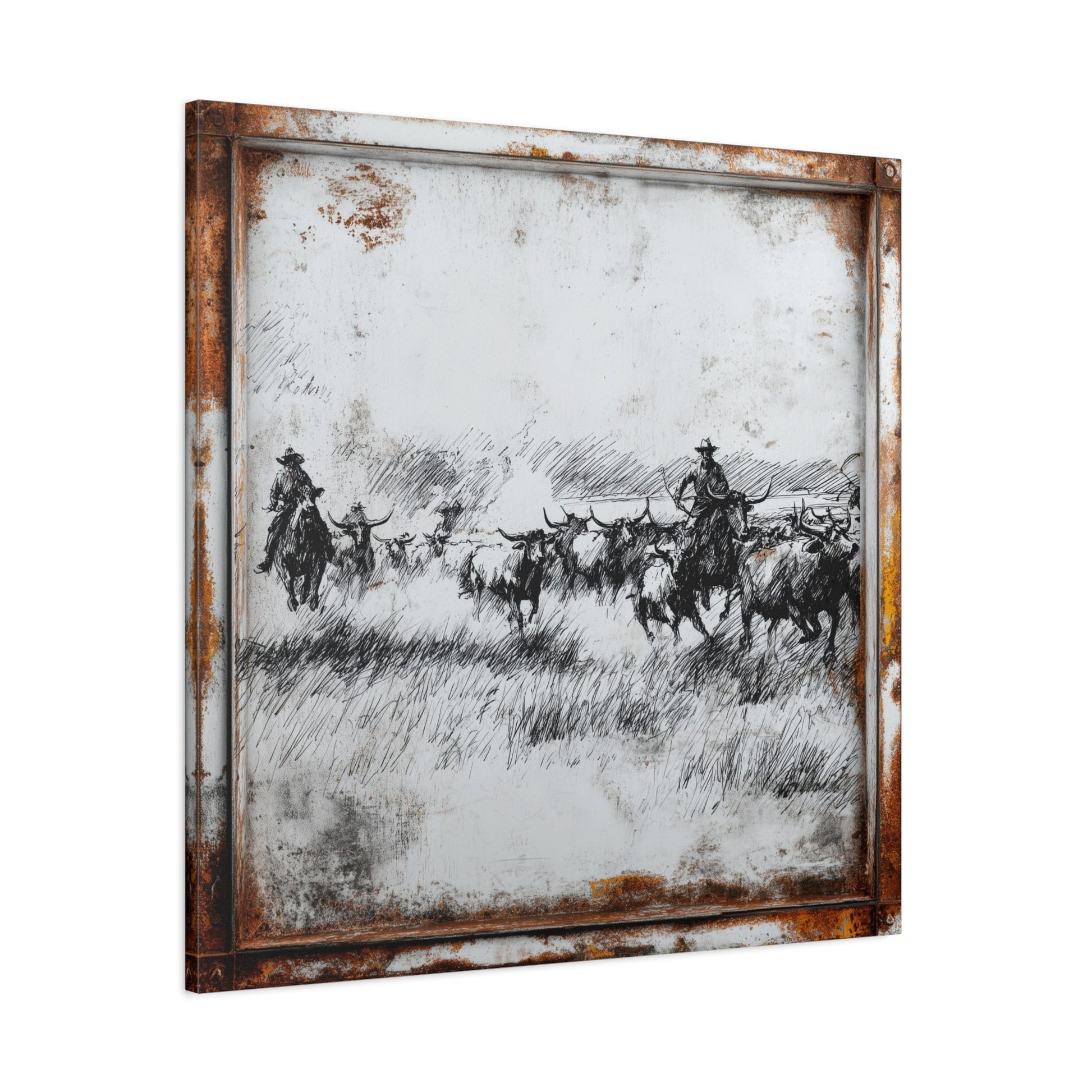 Ranchers Pen and Ink Vintage Western Canvas - Cowgirl Home & Ranch