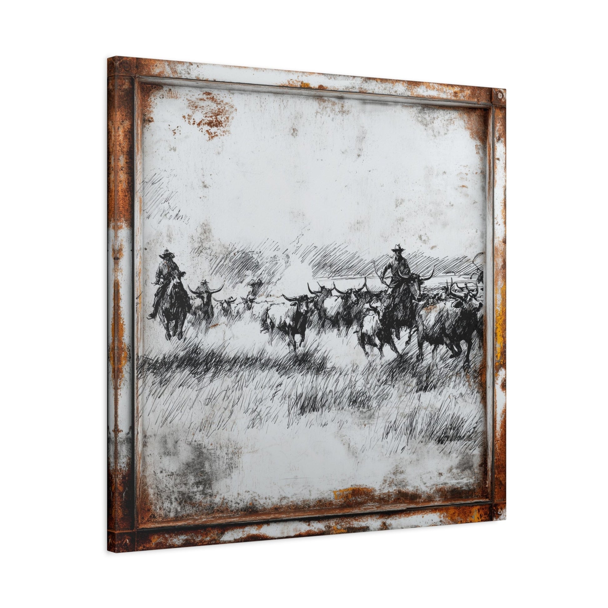Ranchers Pen and Ink Vintage Western Canvas - Cowgirl Home & Ranch