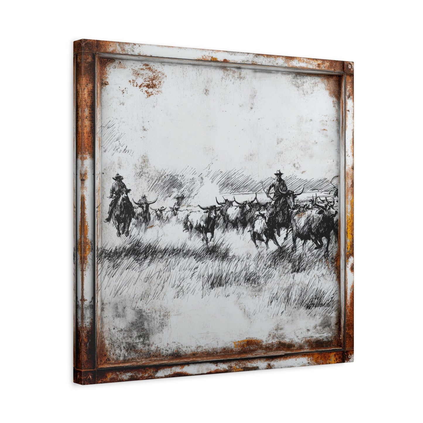 Ranchers Pen and Ink Vintage Western Canvas - Cowgirl Home & Ranch