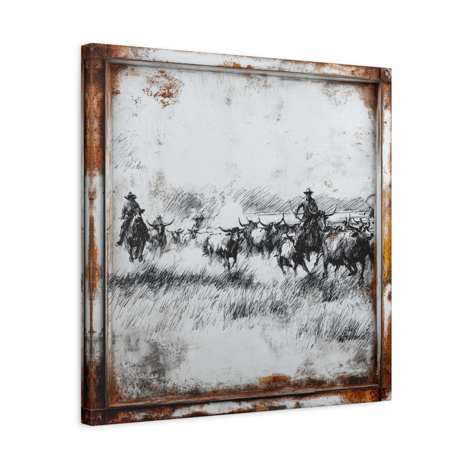 Ranchers Pen and Ink Vintage Western Canvas - Cowgirl Home & Ranch