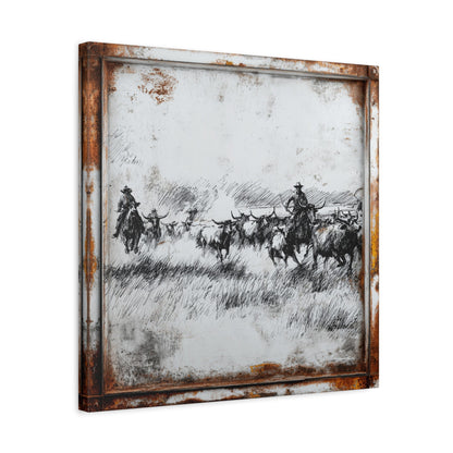 Ranchers Pen and Ink Vintage Western Canvas - Cowgirl Home & Ranch