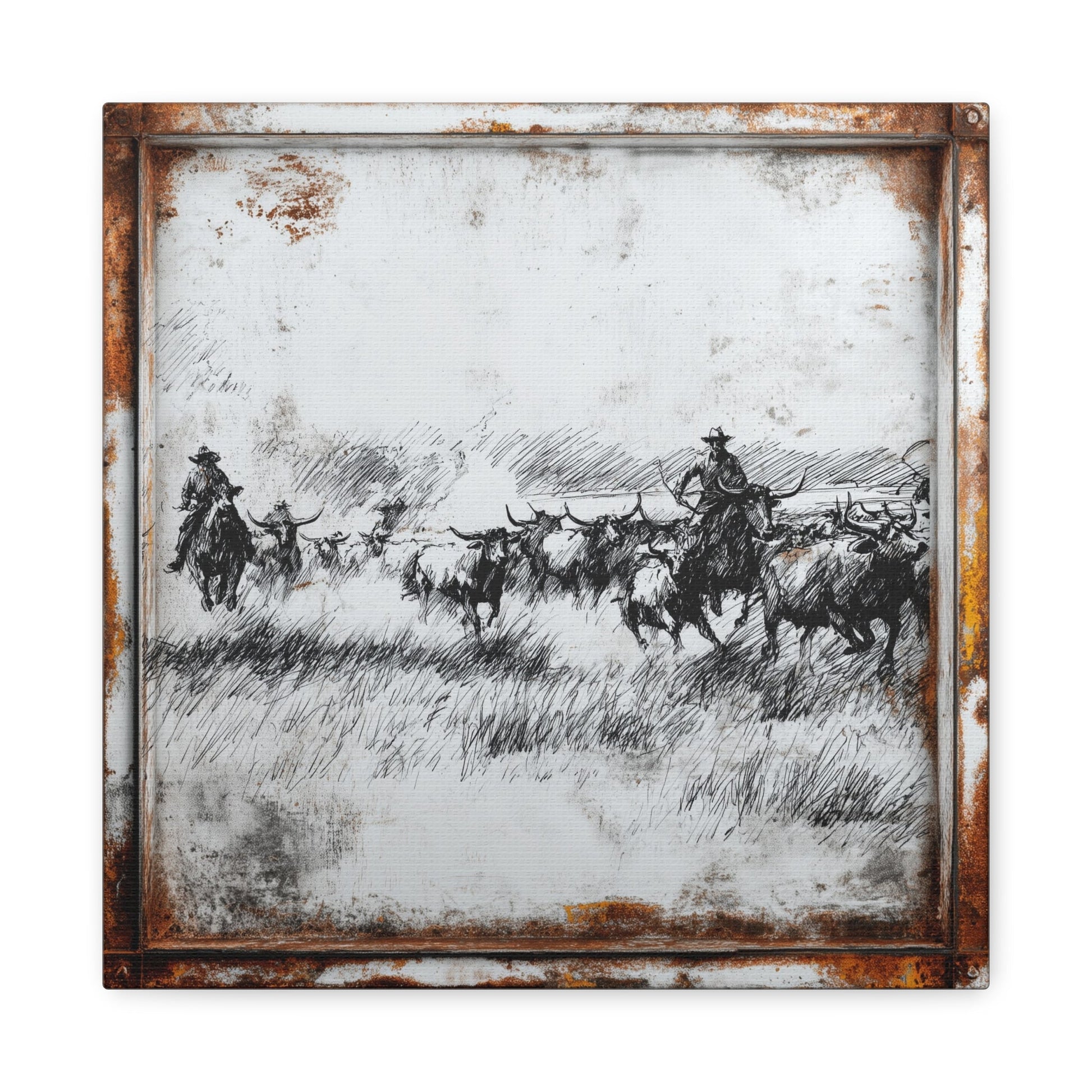 Ranchers Pen and Ink Vintage Western Canvas - Cowgirl Home & Ranch