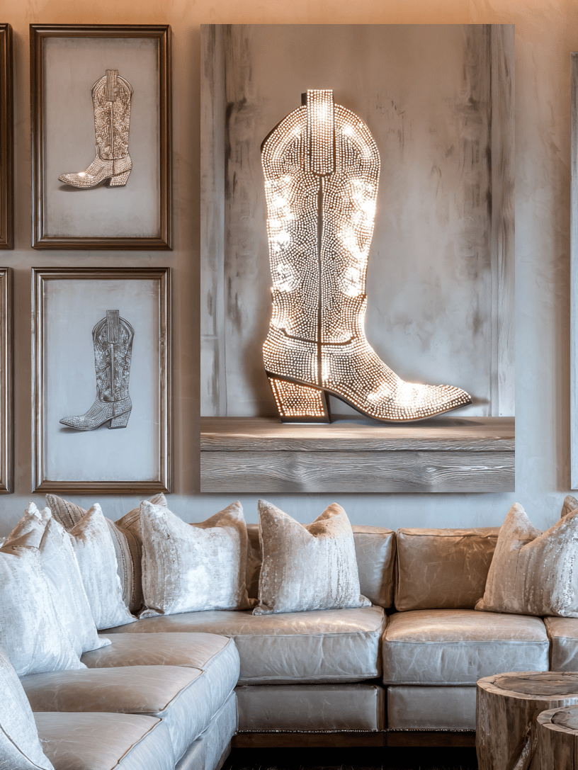 Rhinestone Cowgirl Boot Canvas - Cowgirl Home & Ranch