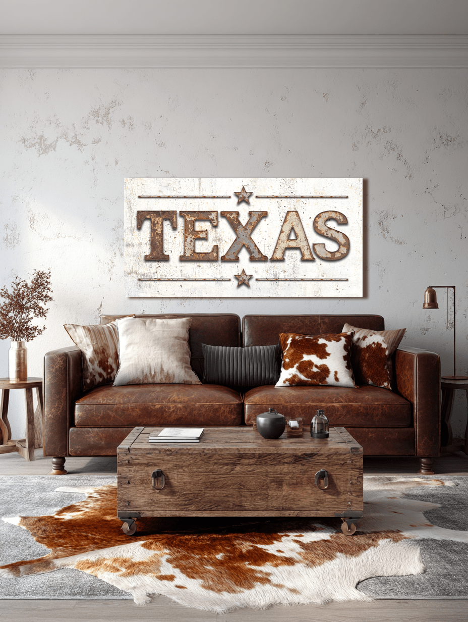 Texas Rusted Metal Canvas Art - Cowgirl Home & Ranch