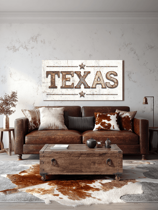 Texas Rusted Metal Canvas Art - Cowgirl Home & Ranch