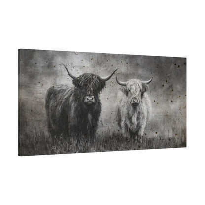 The Longhorns Vintage Western Canvas - Cowgirl Home & Ranch