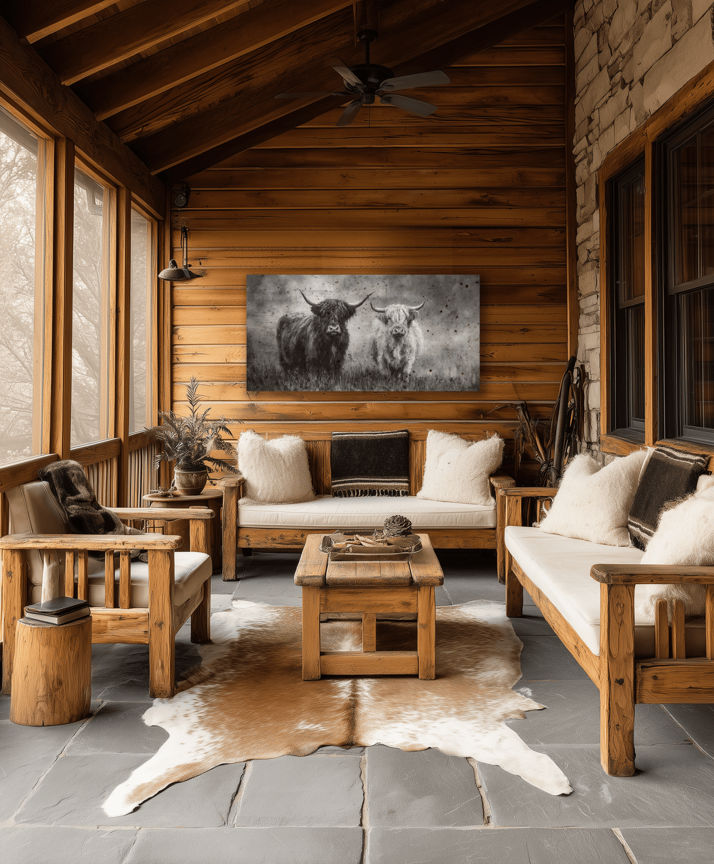 The Longhorns Vintage Western Canvas - Cowgirl Home & Ranch