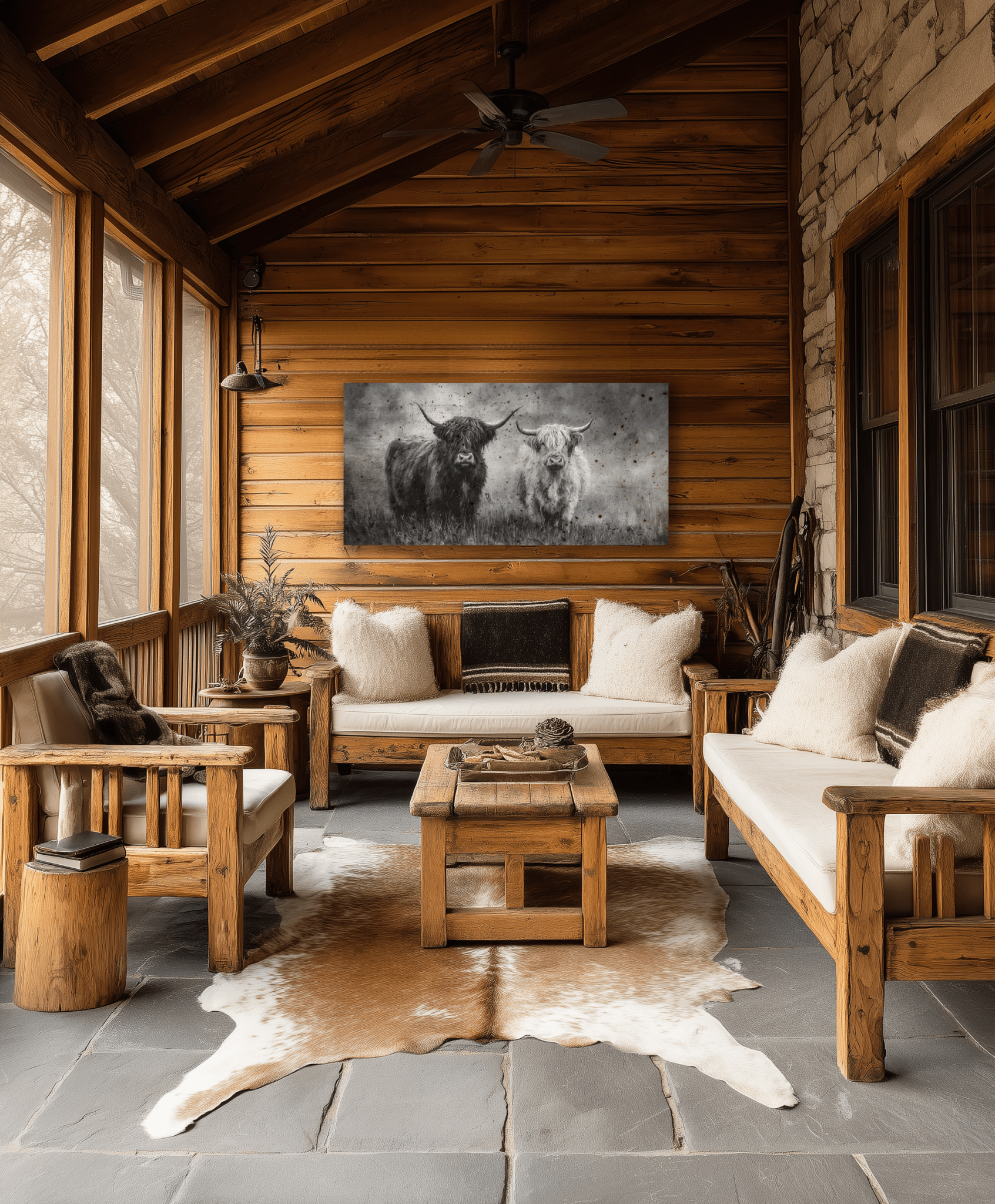 The Longhorns Vintage Western Canvas - Cowgirl Home & Ranch