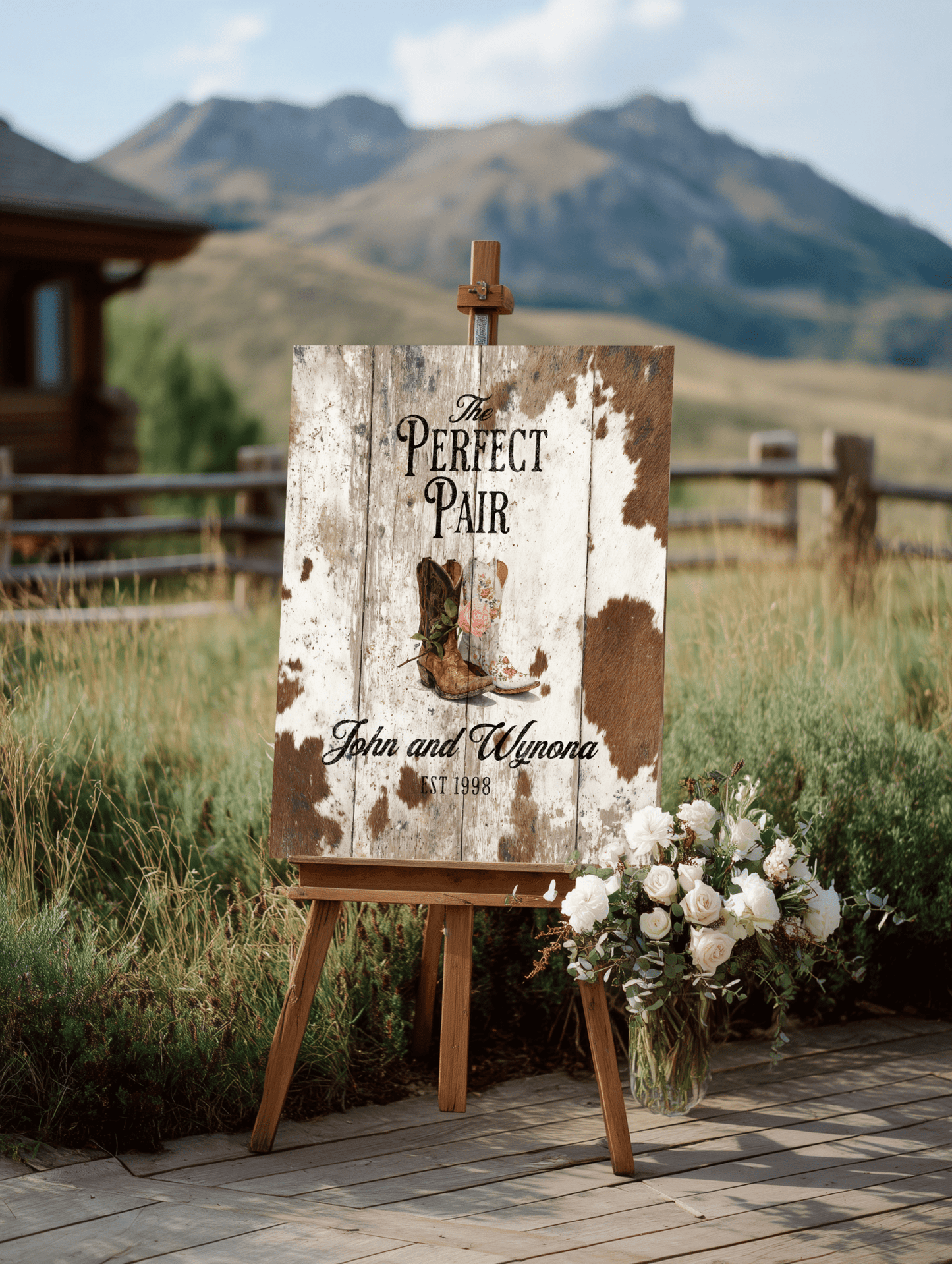 The Perfect Pair Personalized Western Wedding Canvas - Cowgirl Home & Ranch